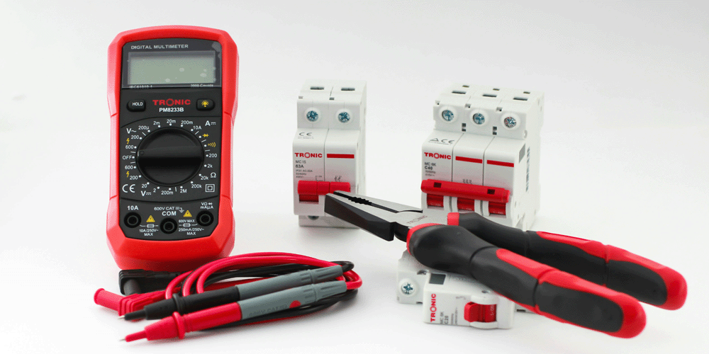 electrical multimeter and pliers